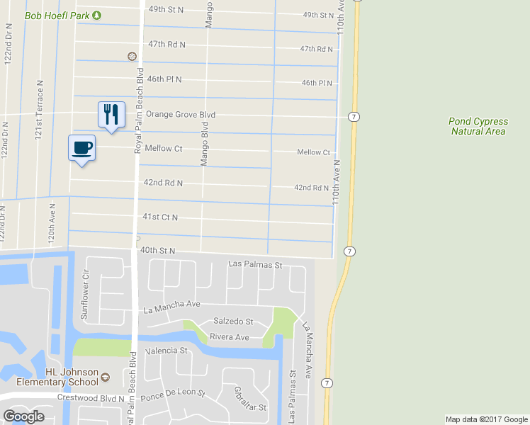 map of restaurants, bars, coffee shops, grocery stores, and more near 11288 41st Court North in West Palm Beach