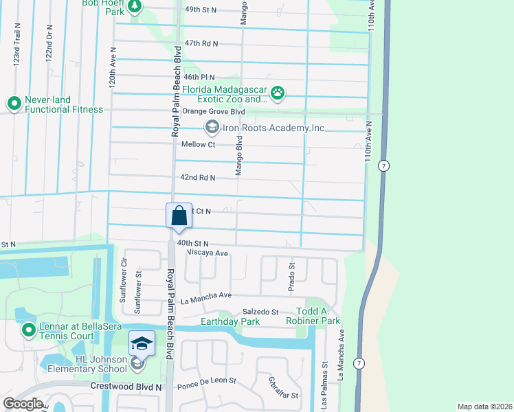 map of restaurants, bars, coffee shops, grocery stores, and more near 11447 41st Court North in West Palm Beach