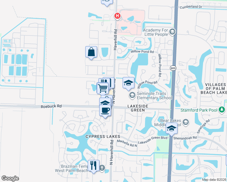 map of restaurants, bars, coffee shops, grocery stores, and more near 4149 Haverhill Road in West Palm Beach