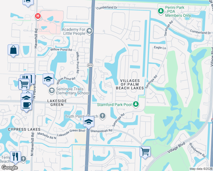 map of restaurants, bars, coffee shops, grocery stores, and more near 4200 San Marino Boulevard in West Palm Beach