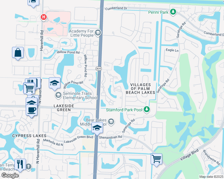 map of restaurants, bars, coffee shops, grocery stores, and more near 4171 San Marino Boulevard in West Palm Beach