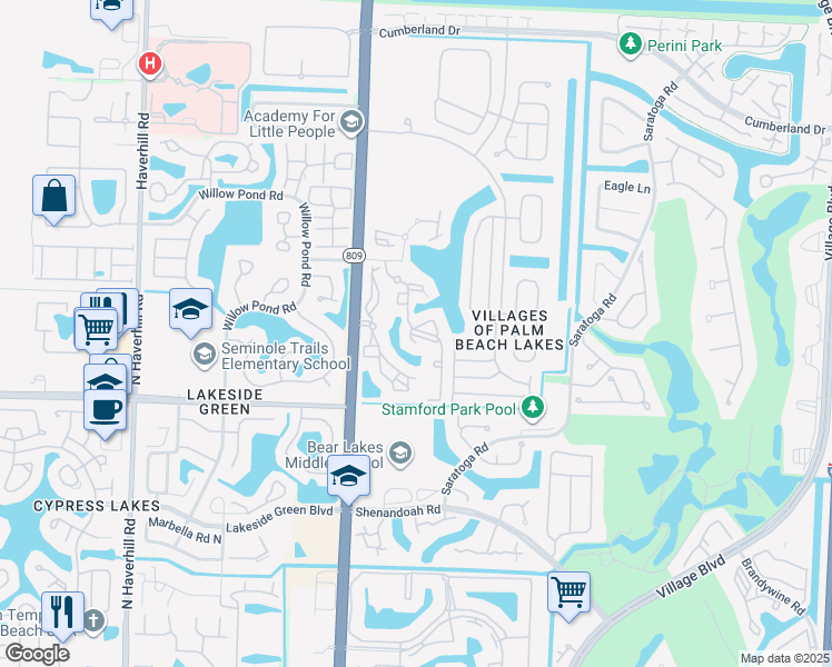 map of restaurants, bars, coffee shops, grocery stores, and more near 4200 San Marino Boulevard in West Palm Beach