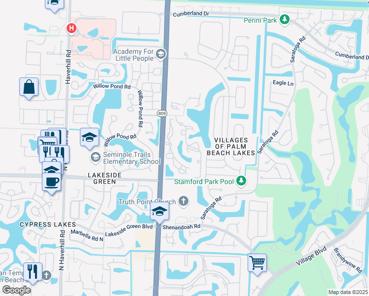 map of restaurants, bars, coffee shops, grocery stores, and more near 4171 San Marino Boulevard in West Palm Beach