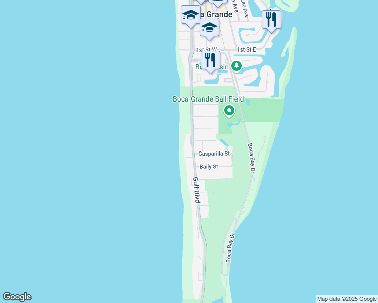 map of restaurants, bars, coffee shops, grocery stores, and more near 320 Gulf Boulevard in Boca Grande