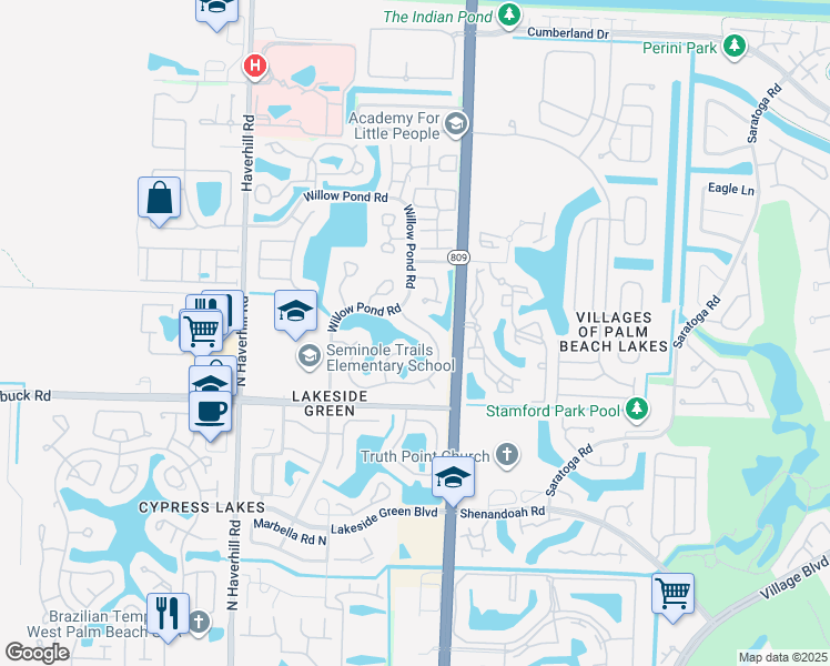 map of restaurants, bars, coffee shops, grocery stores, and more near 4505 Brook Drive in West Palm Beach