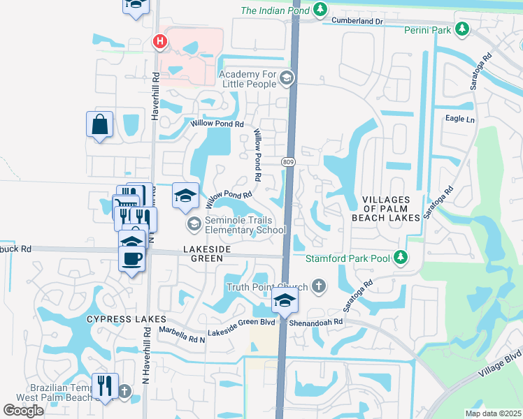 map of restaurants, bars, coffee shops, grocery stores, and more near 4505 Brook Drive in West Palm Beach