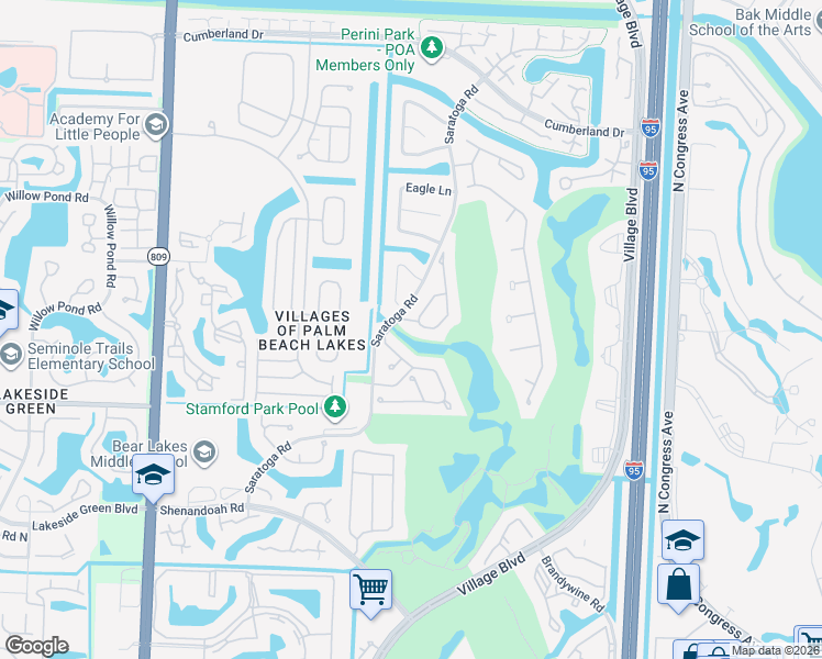 map of restaurants, bars, coffee shops, grocery stores, and more near 2352 Saratoga Bay Drive in West Palm Beach