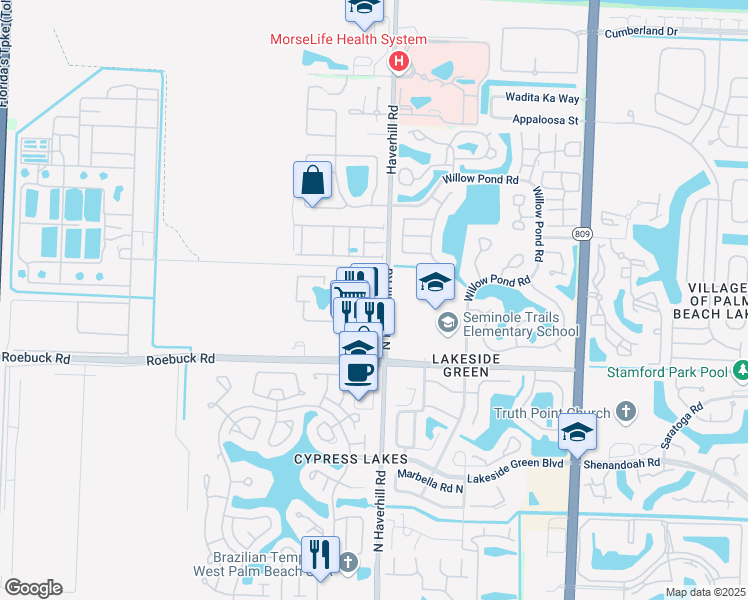 map of restaurants, bars, coffee shops, grocery stores, and more near 4159 Haverhill Road in West Palm Beach