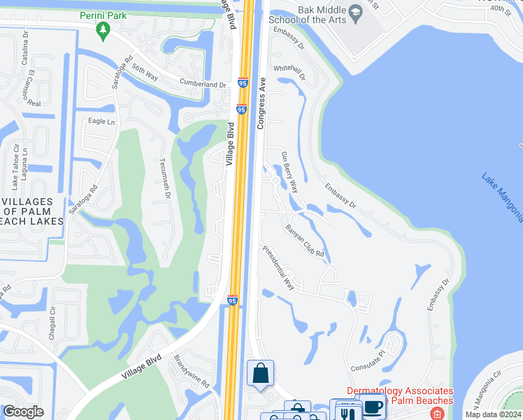map of restaurants, bars, coffee shops, grocery stores, and more near 3100 North Congress Avenue in West Palm Beach