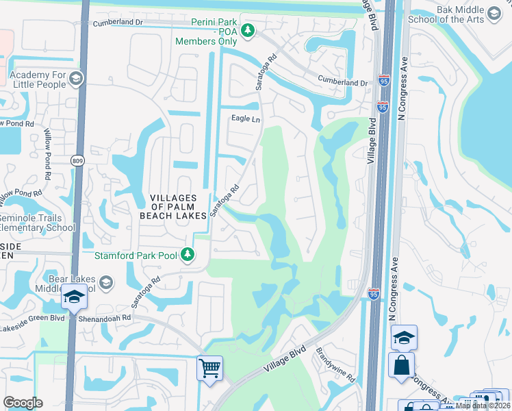map of restaurants, bars, coffee shops, grocery stores, and more near 2372 Saratoga Bay Drive in West Palm Beach
