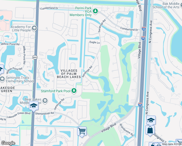 map of restaurants, bars, coffee shops, grocery stores, and more near 2354 Saratoga Bay Drive in West Palm Beach