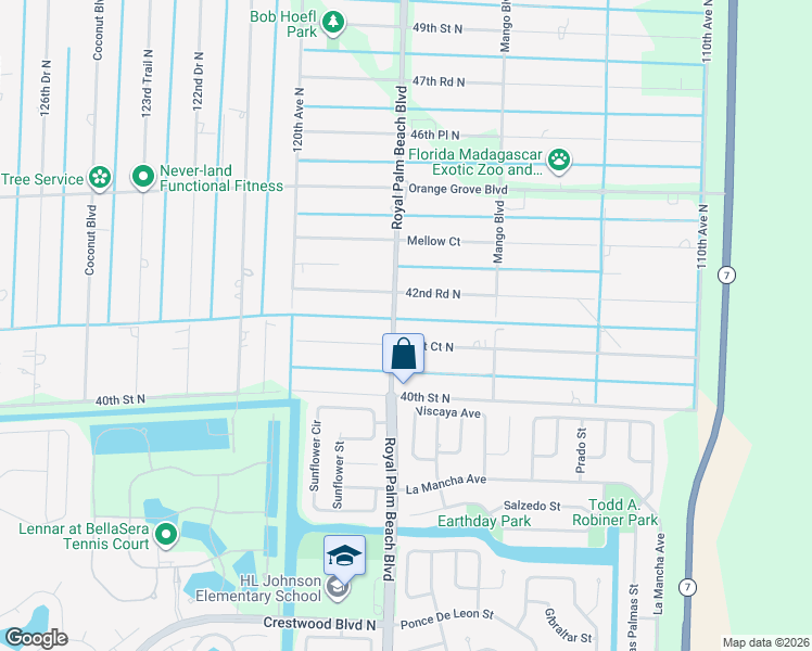 map of restaurants, bars, coffee shops, grocery stores, and more near 4180 Royal Palm Beach Boulevard in West Palm Beach