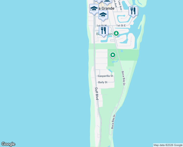 map of restaurants, bars, coffee shops, grocery stores, and more near 200 Pilot Street in Boca Grande