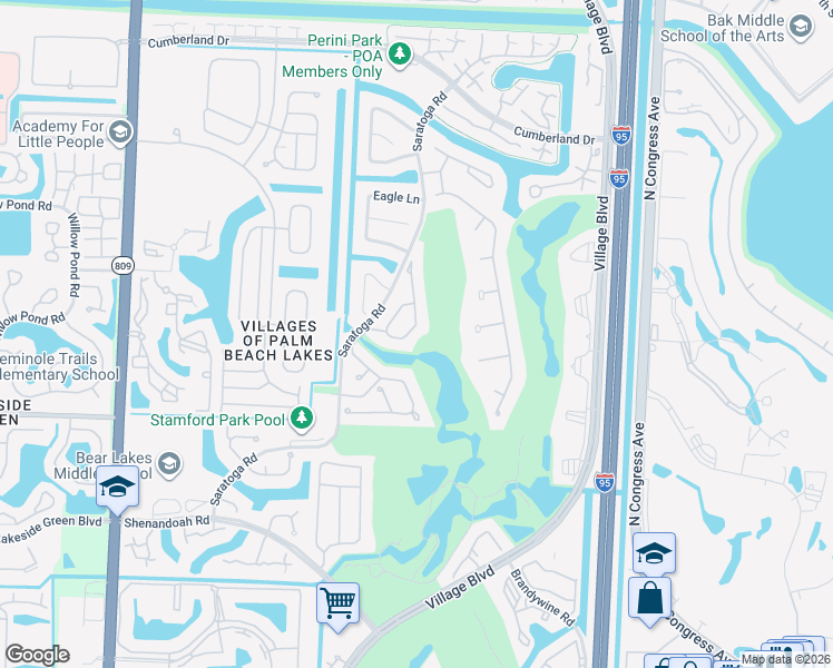 map of restaurants, bars, coffee shops, grocery stores, and more near 2372 Saratoga Bay Drive in West Palm Beach
