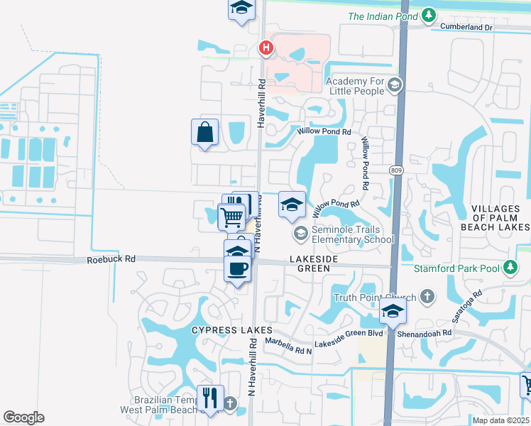 map of restaurants, bars, coffee shops, grocery stores, and more near 4186 Haverhill Road in West Palm Beach