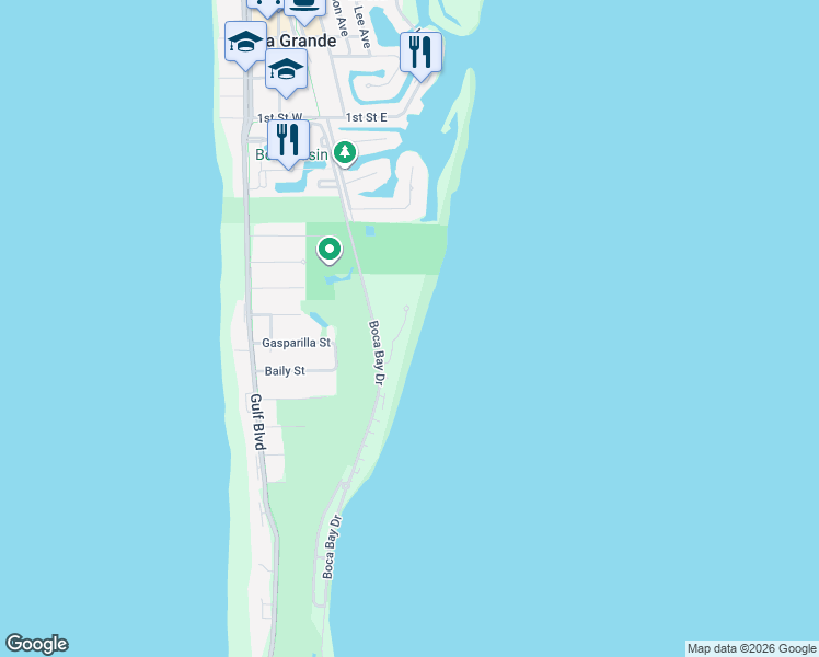 map of restaurants, bars, coffee shops, grocery stores, and more near 315 Pilot Point Lane in Boca Grande