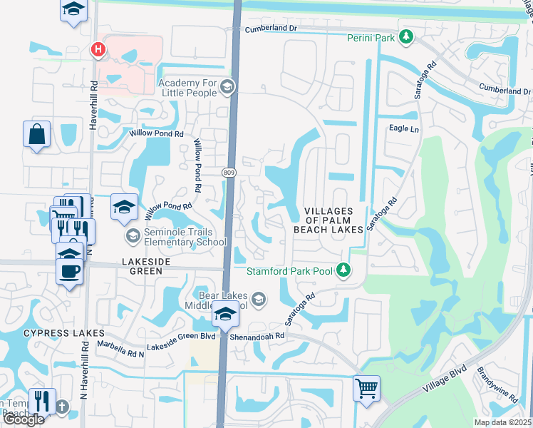 map of restaurants, bars, coffee shops, grocery stores, and more near 4151 San Marino Boulevard in West Palm Beach