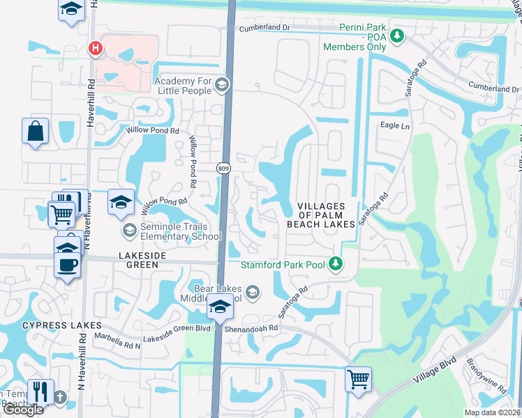 map of restaurants, bars, coffee shops, grocery stores, and more near 4200 San Marino Boulevard in West Palm Beach