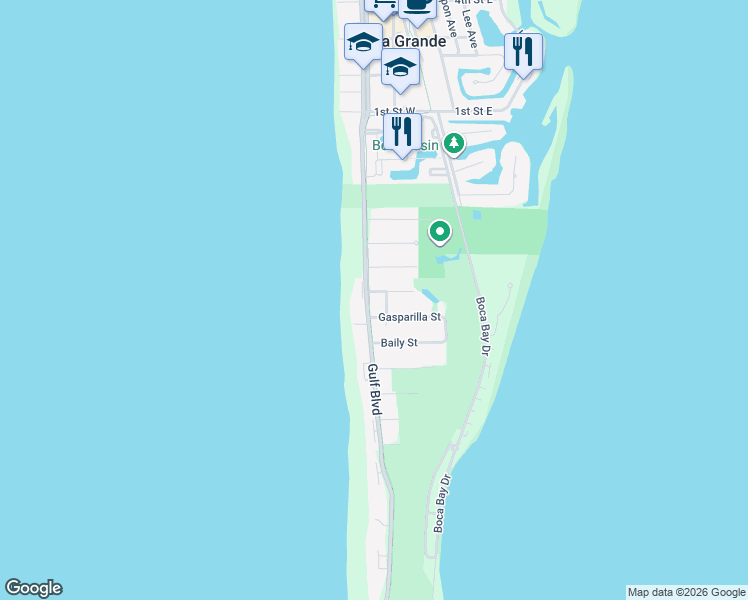 map of restaurants, bars, coffee shops, grocery stores, and more near 200 Pilot Street in Boca Grande