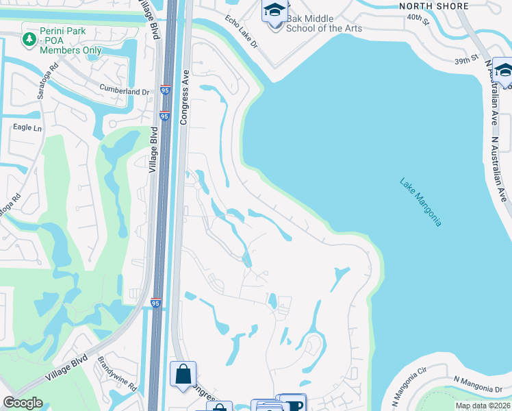 map of restaurants, bars, coffee shops, grocery stores, and more near 2925 Embassy Drive in West Palm Beach