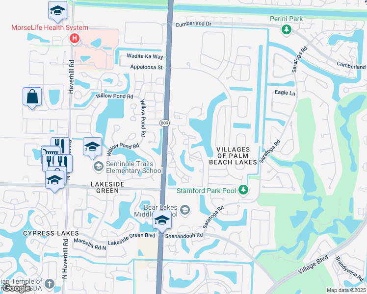map of restaurants, bars, coffee shops, grocery stores, and more near 4211 San Marino Boulevard in West Palm Beach