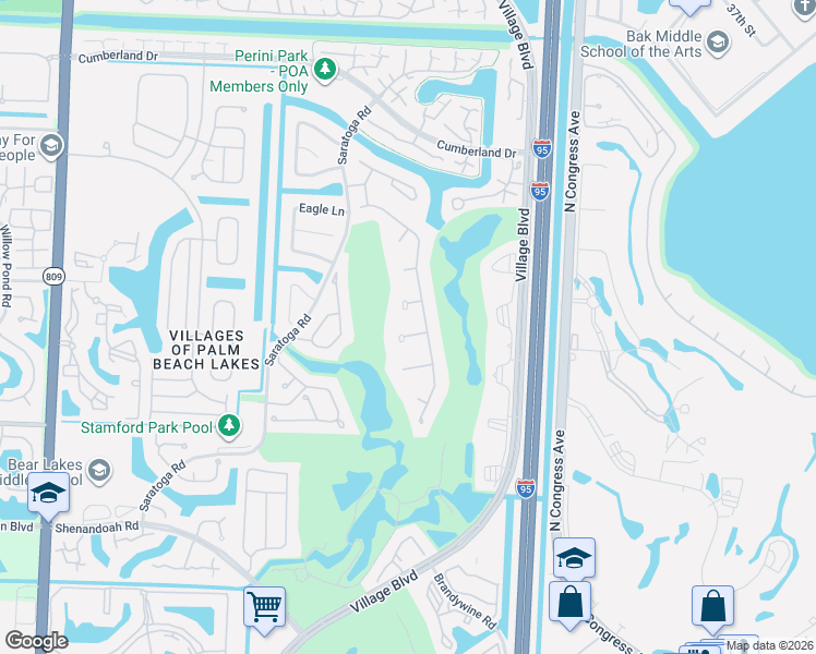 map of restaurants, bars, coffee shops, grocery stores, and more near 2557 Seminole Circle in West Palm Beach