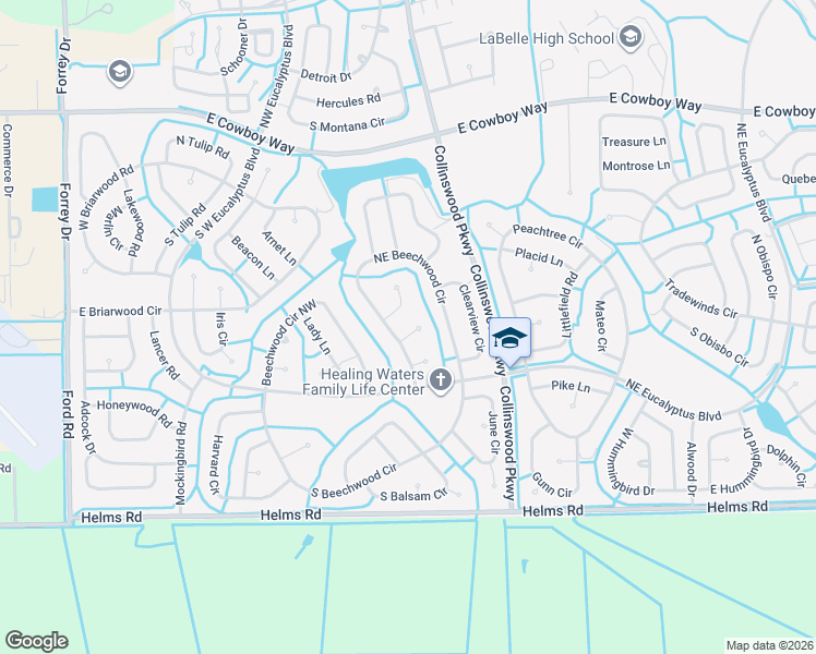 map of restaurants, bars, coffee shops, grocery stores, and more near 3102 Avon Court in LaBelle