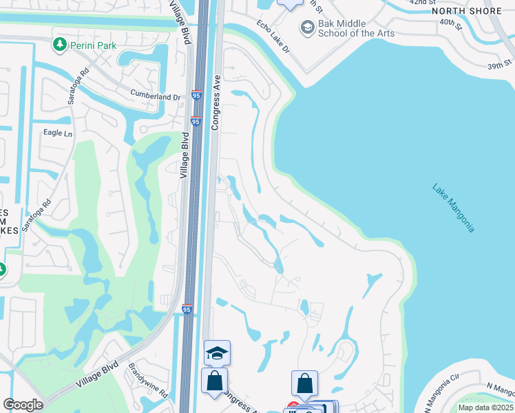 map of restaurants, bars, coffee shops, grocery stores, and more near 3200 North Congress Avenue in West Palm Beach