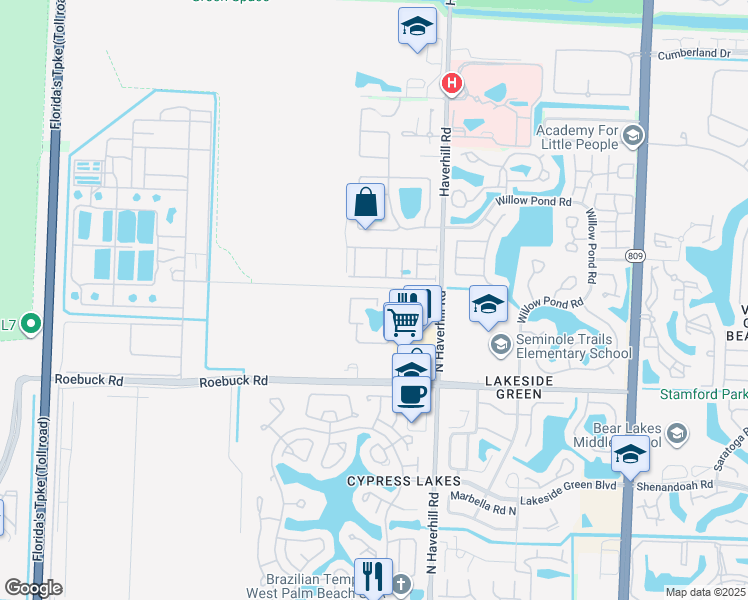 map of restaurants, bars, coffee shops, grocery stores, and more near 1455 Haverhill Road in West Palm Beach