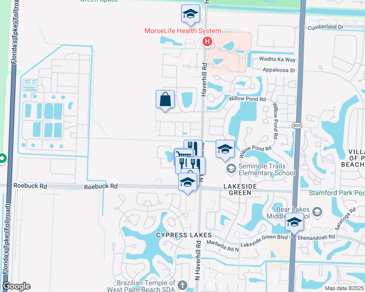 map of restaurants, bars, coffee shops, grocery stores, and more near 4145 Haverhill Road in West Palm Beach
