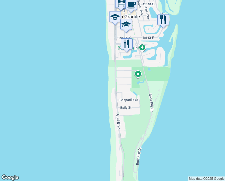 map of restaurants, bars, coffee shops, grocery stores, and more near 200 Pilot Street in Boca Grande