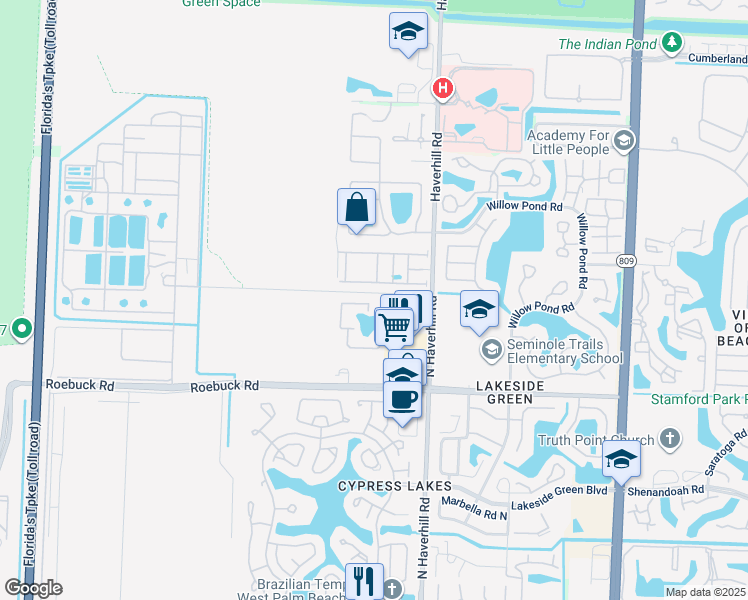 map of restaurants, bars, coffee shops, grocery stores, and more near 1455 Haverhill Road in West Palm Beach