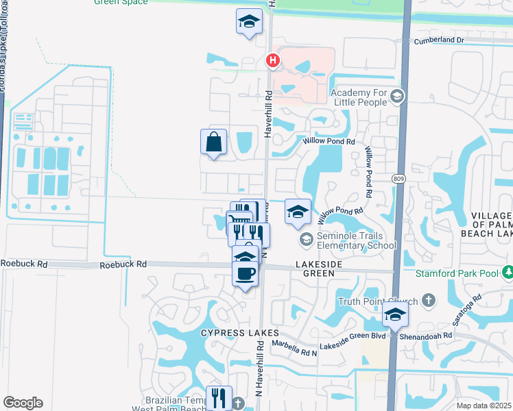 map of restaurants, bars, coffee shops, grocery stores, and more near 4199 Haverhill Road in West Palm Beach