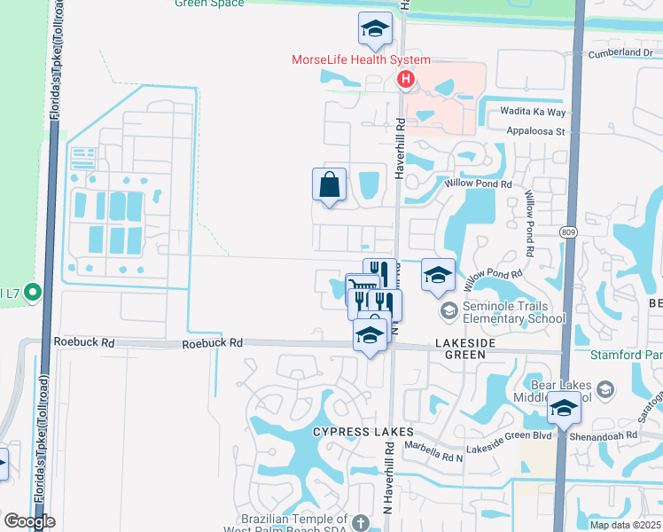 map of restaurants, bars, coffee shops, grocery stores, and more near 1455 Haverhill Road in West Palm Beach