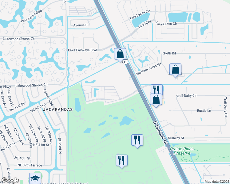 map of restaurants, bars, coffee shops, grocery stores, and more near 257 Caravan Circle in North Fort Myers