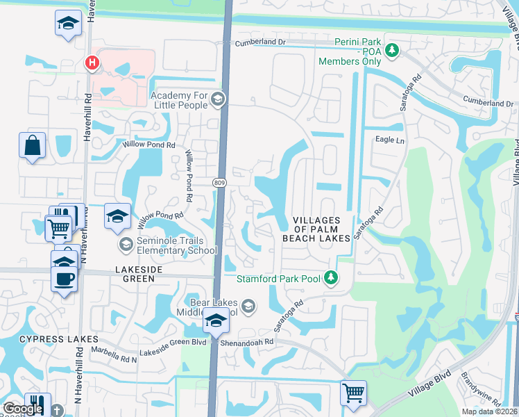 map of restaurants, bars, coffee shops, grocery stores, and more near 4220 San Marino Boulevard in West Palm Beach