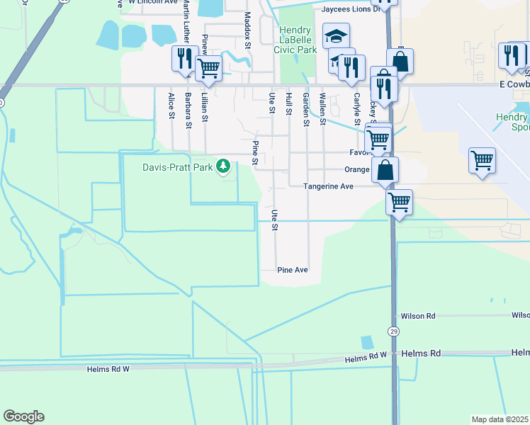 map of restaurants, bars, coffee shops, grocery stores, and more near 1440 Ute Street in LaBelle