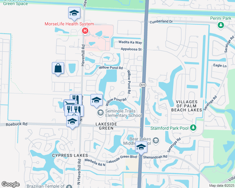map of restaurants, bars, coffee shops, grocery stores, and more near 4357 Willow Pond Circle in West Palm Beach