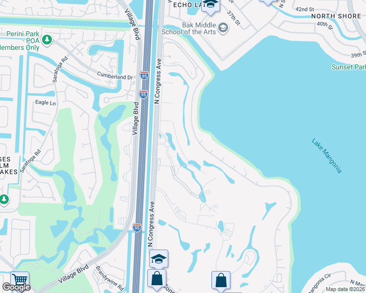 map of restaurants, bars, coffee shops, grocery stores, and more near 3033 Embassy Drive in West Palm Beach