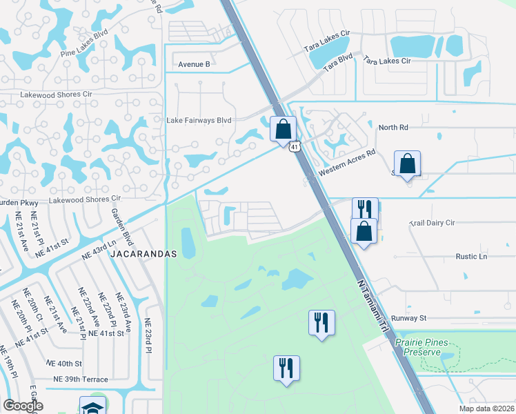 map of restaurants, bars, coffee shops, grocery stores, and more near 245 Caravan Circle in North Fort Myers