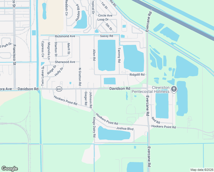 map of restaurants, bars, coffee shops, grocery stores, and more near 1640 Davidson Road in Clewiston