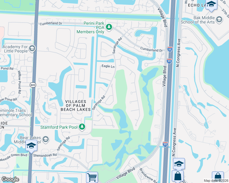 map of restaurants, bars, coffee shops, grocery stores, and more near 2396 Saratoga Bay Drive in West Palm Beach