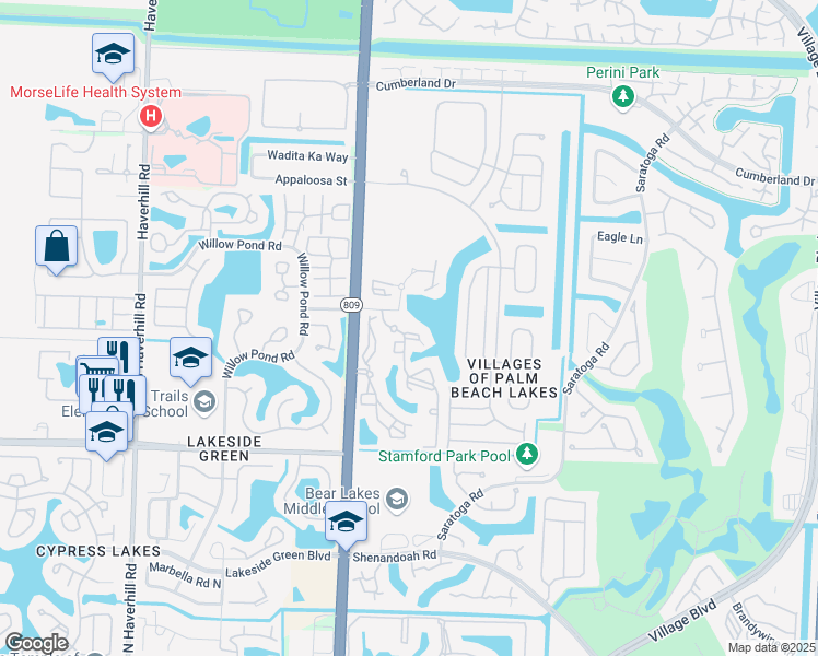 map of restaurants, bars, coffee shops, grocery stores, and more near 4300 San Marino Boulevard in West Palm Beach