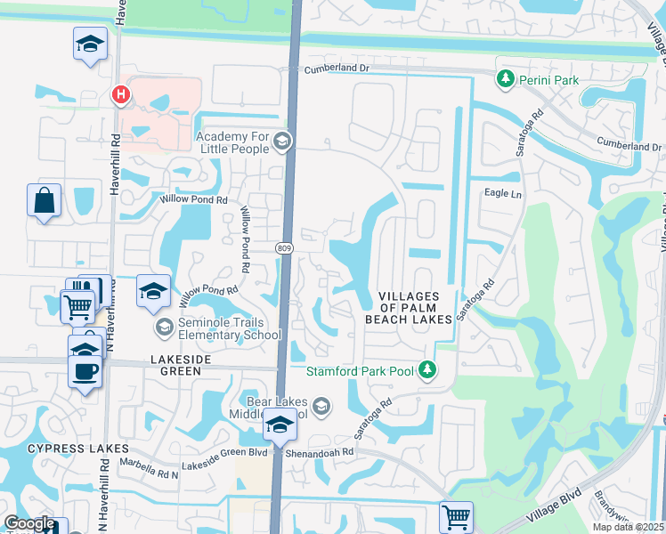 map of restaurants, bars, coffee shops, grocery stores, and more near 4280 San Marino Boulevard in West Palm Beach