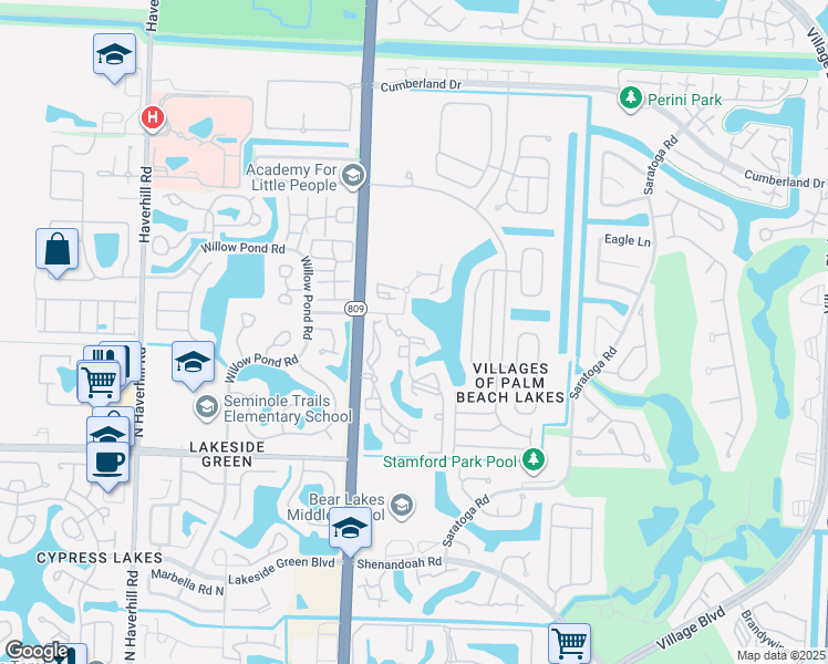 map of restaurants, bars, coffee shops, grocery stores, and more near 4300 San Marino Boulevard in West Palm Beach