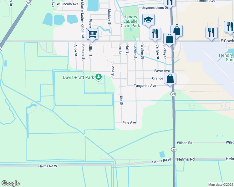 map of restaurants, bars, coffee shops, grocery stores, and more near 1440 Ute Street in LaBelle