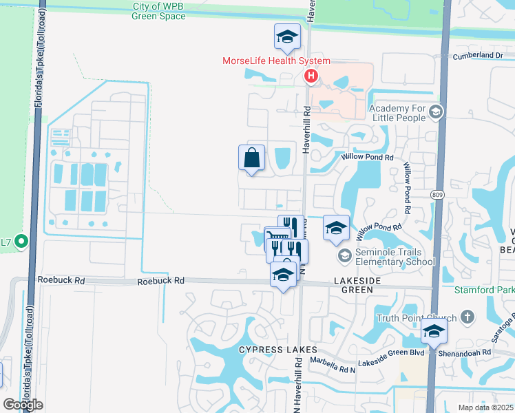 map of restaurants, bars, coffee shops, grocery stores, and more near 5283 Ashley River Road in West Palm Beach