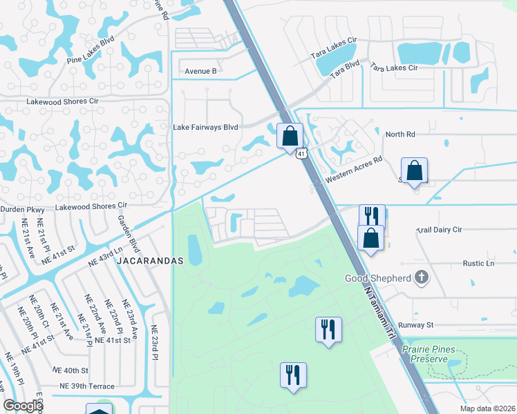 map of restaurants, bars, coffee shops, grocery stores, and more near 245 Caravan Circle in North Fort Myers