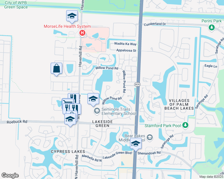 map of restaurants, bars, coffee shops, grocery stores, and more near 4357 Willow Pond Circle in West Palm Beach