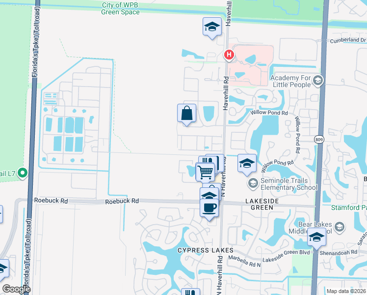 map of restaurants, bars, coffee shops, grocery stores, and more near 5283 Ashley River Road in West Palm Beach